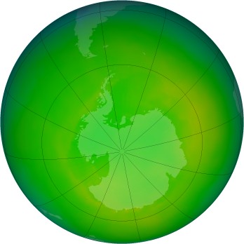 Antarctic ozone map for 1981-12